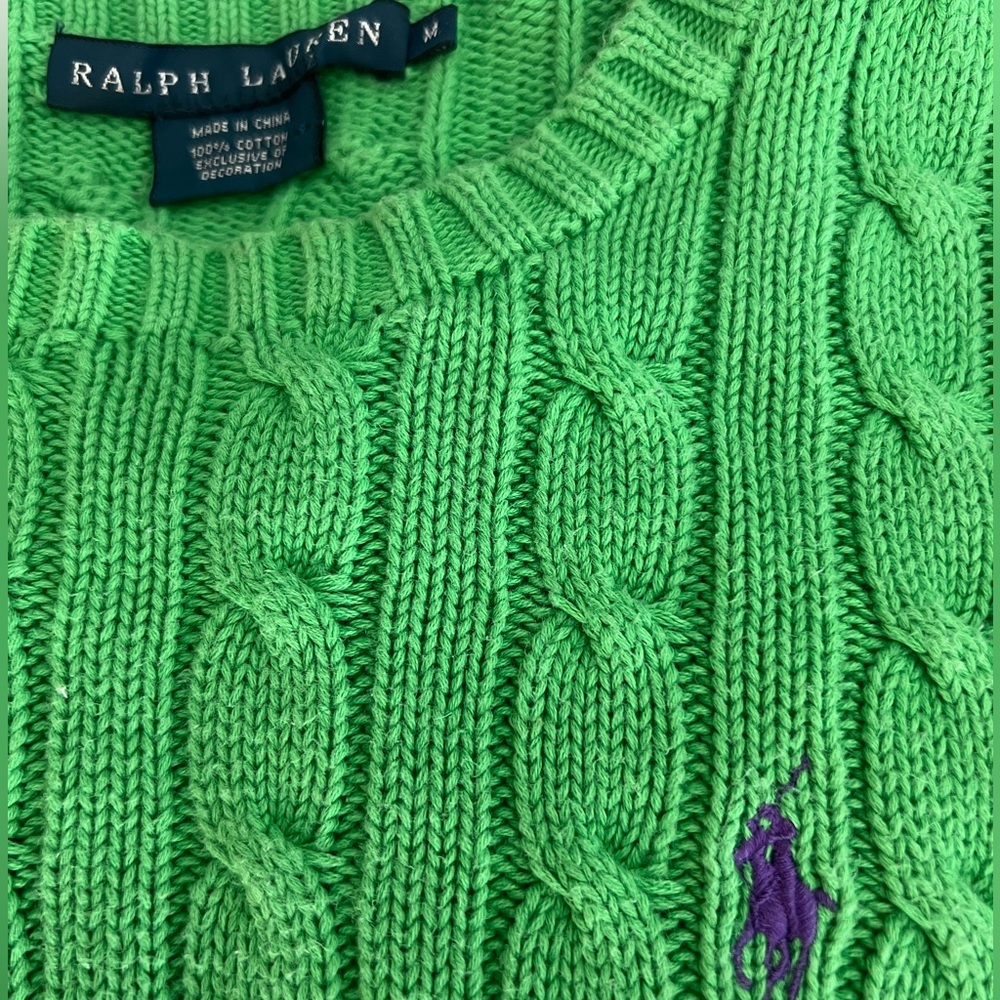 Ralph Lauren Green Cable Knit Sweater